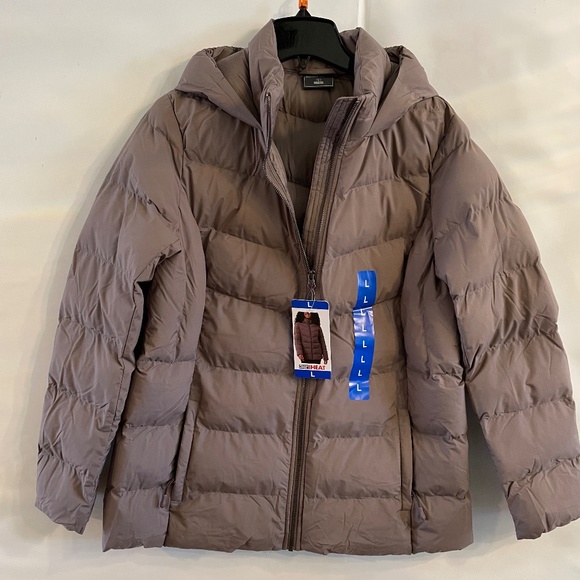 Women's 32 Degrees Hooded Lightweight Bomber Jacket Beige Size L New with Tags - Picture 1 of 8